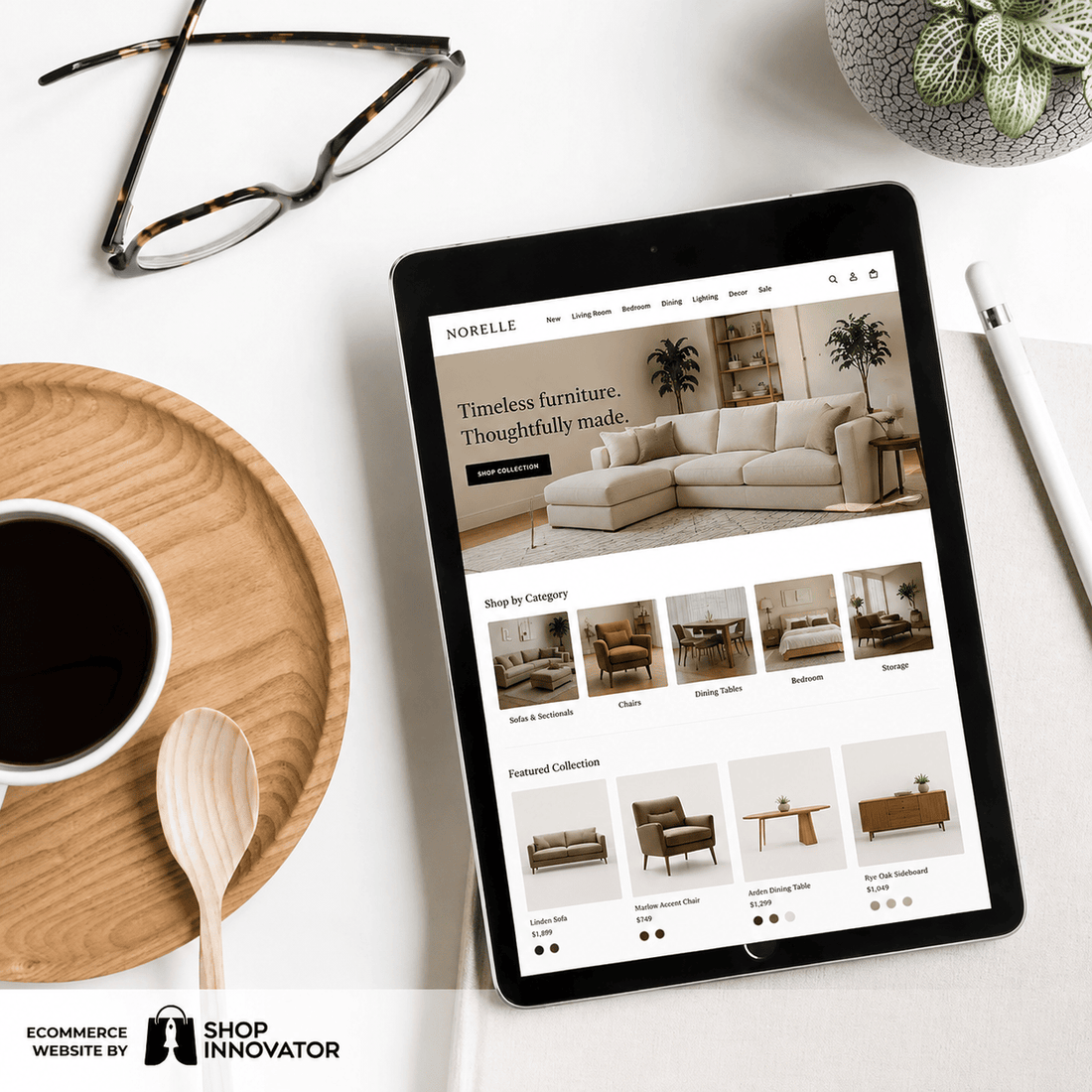 Customer browsing furniture online